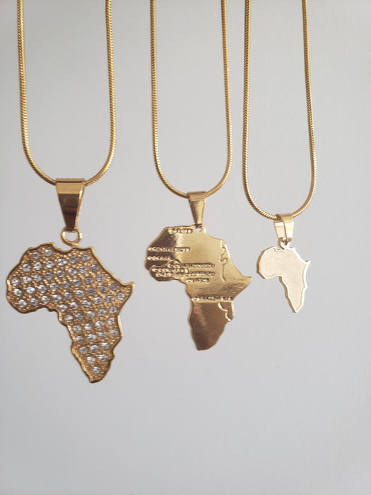 Africa Map Pendant Necklace with stones (TF) - ebrook lael