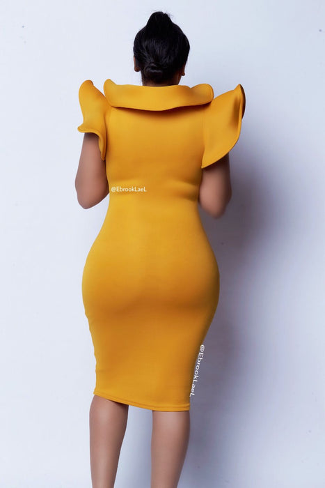 Nicolette sculpted dress-mustard - ebrooklael