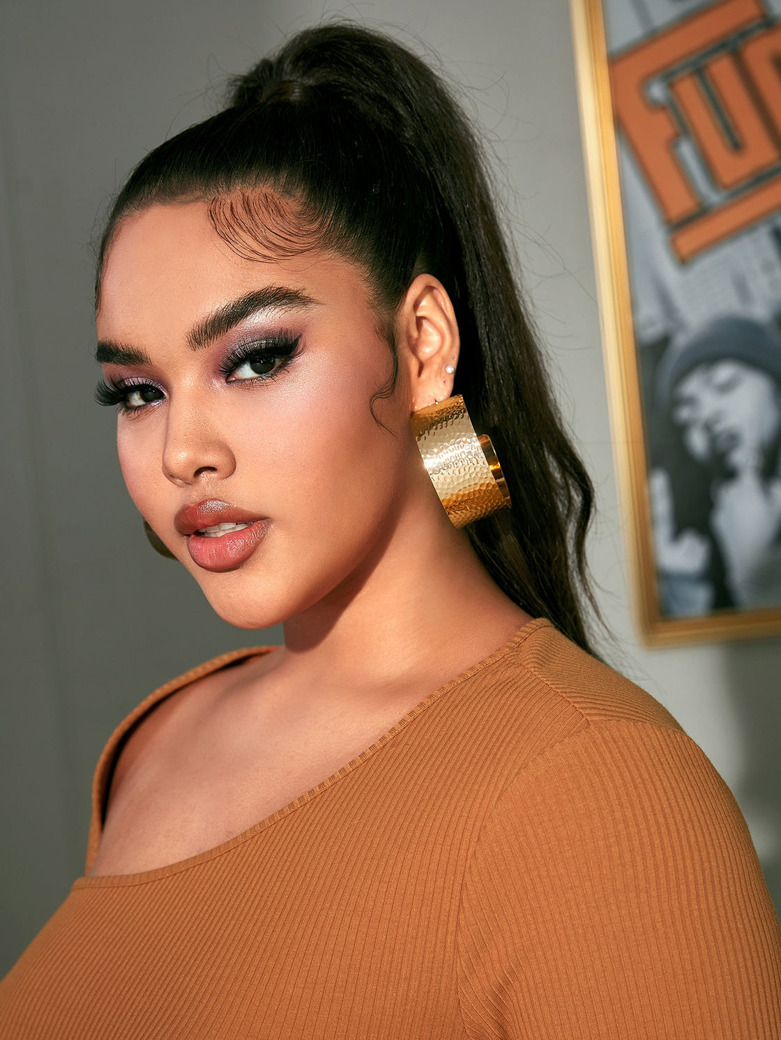 JuJu Gold Textured Hoop Earrings