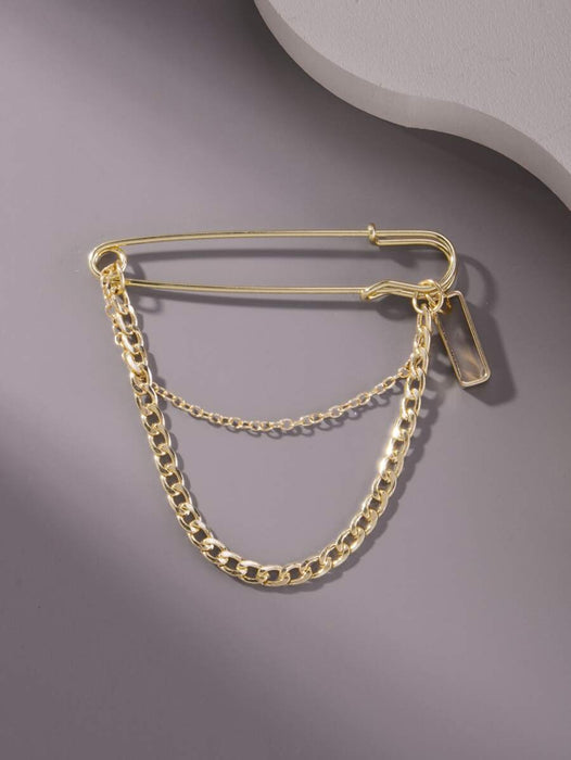 Gold Safety pin Brooch