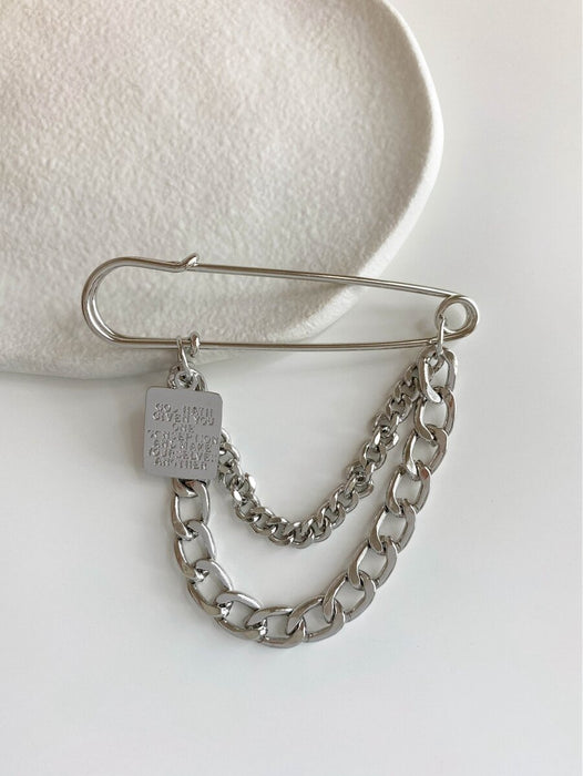 Silver Safety pin Brooch