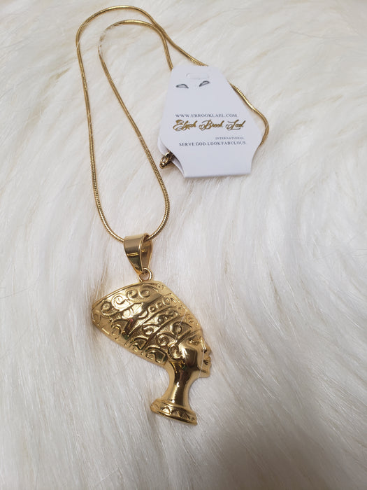 GOLD Nefertiti Egyptian Necklace (TF) - ebrooklael