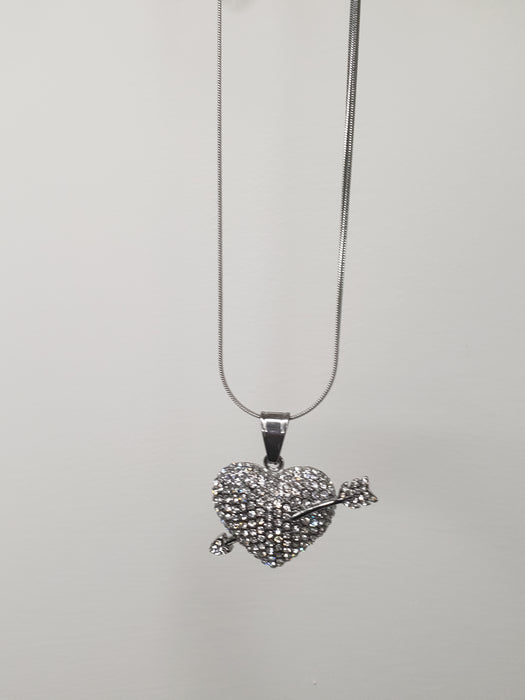 Diamond Heart with Arrow Pendant necklace-medium (TF) - ebrook lael
