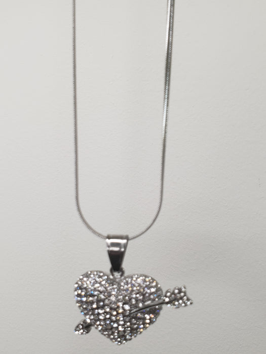 Diamond Heart with Arrow Pendant necklace-medium (TF) - ebrook lael