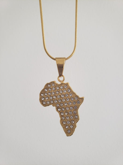 Africa Map Pendant Necklace with stones (TF) - ebrook lael