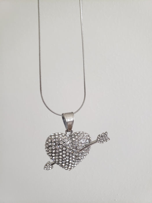 Diamond Heart with Arrow Pendant necklace-medium (TF) - ebrook lael