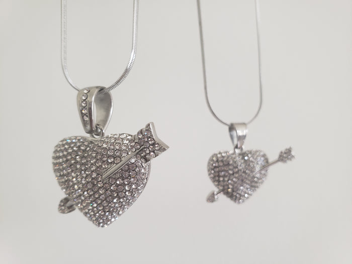 Diamond Heart with Arrow Pendant necklace-medium (TF) - ebrook lael