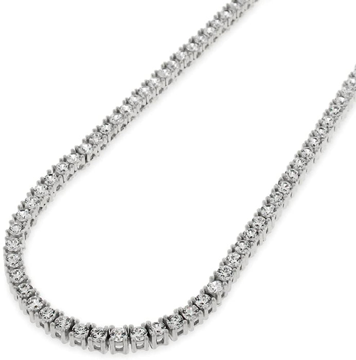 1 Row Sterling Silver 4mm Tennis Necklace (TF)