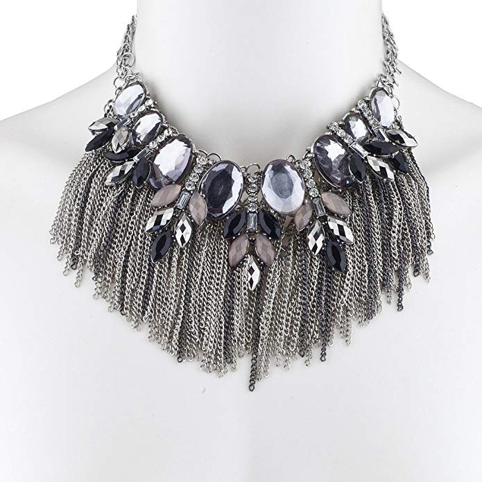 LeLe Fringe  Bib chain statement necklace - ebrooklael