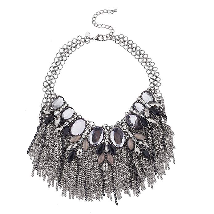 LeLe Fringe  Bib chain statement necklace - ebrooklael