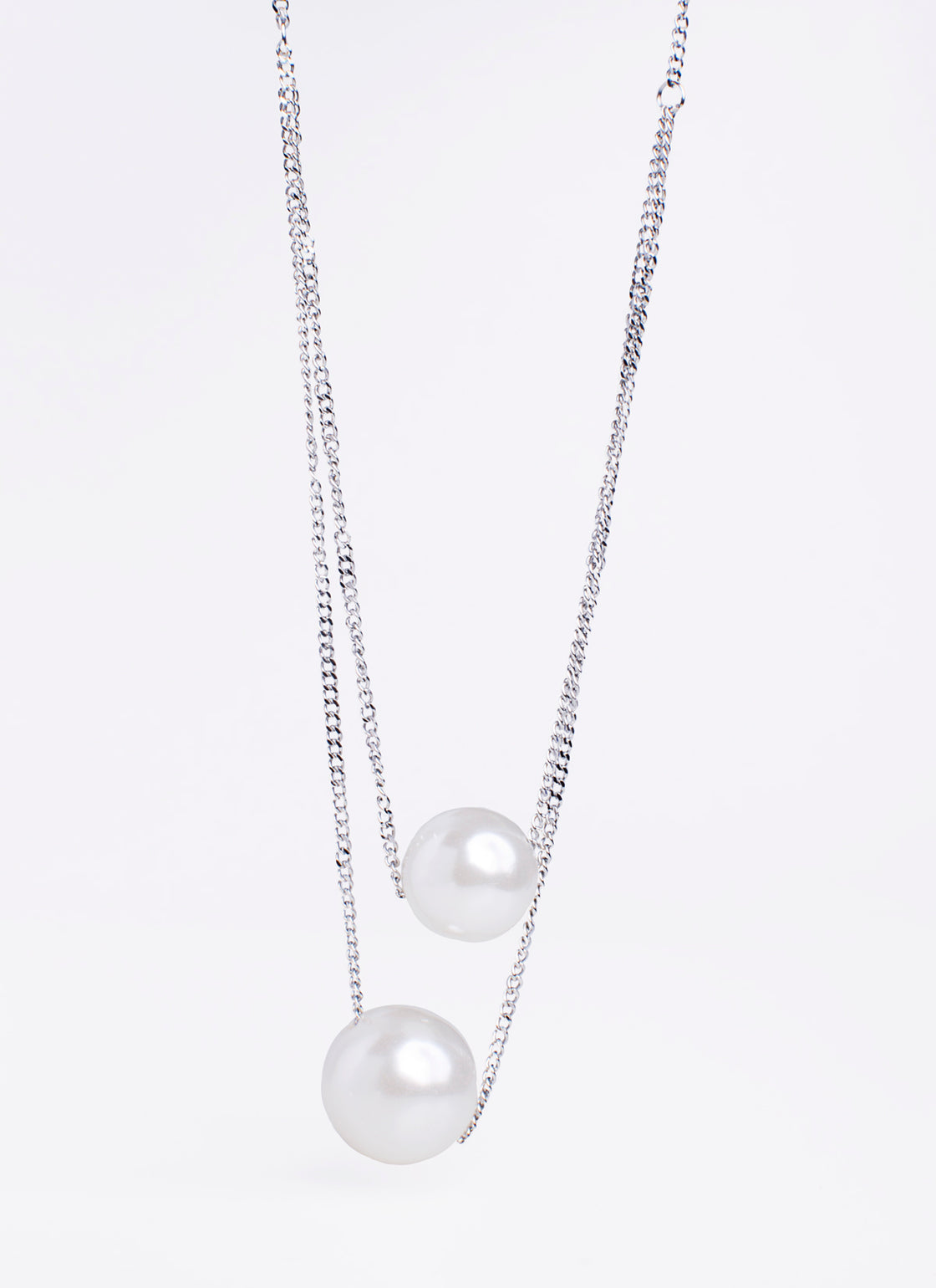 Teardrop silver pearls necklace (TF) - ebrooklael