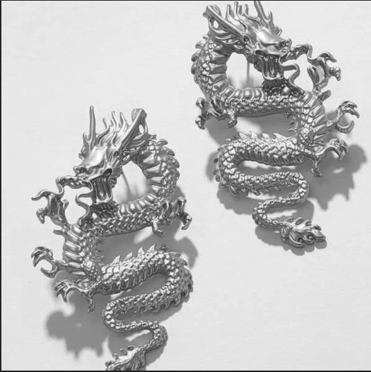 Dragon Statement Earrings   (N-TF)