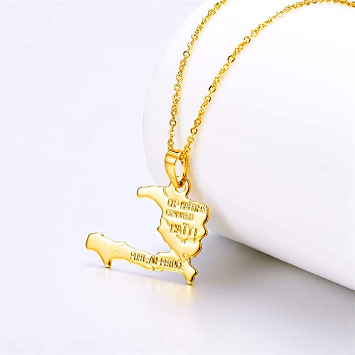 Haiti Map Pendant Necklace  (Upgrade-TF) - ebrook lael