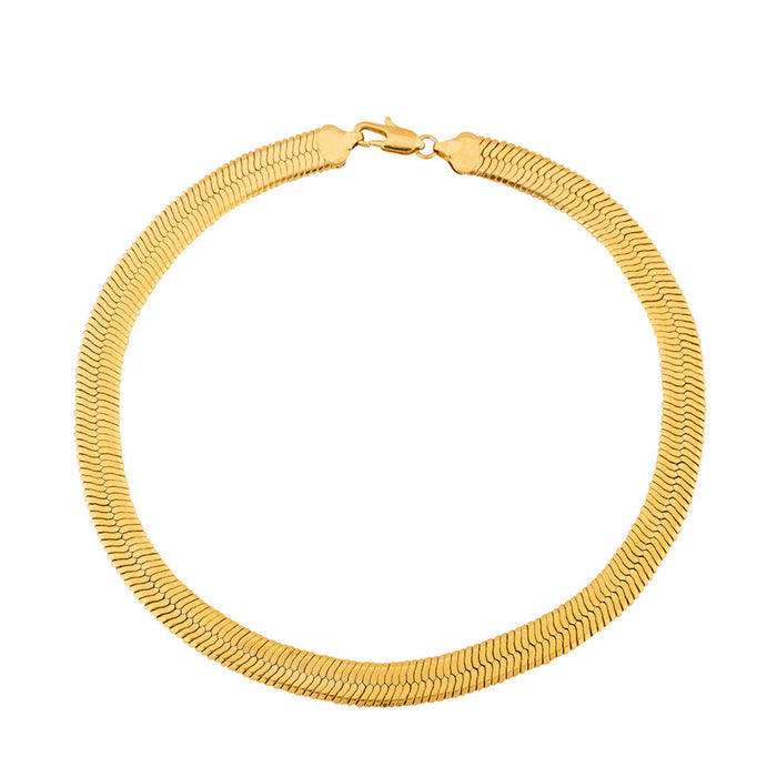 Herringbone Sleek Flat Choker 18k  Necklace (TF) - ebrook lael