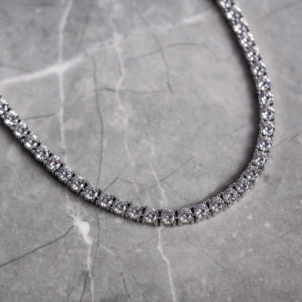 1 Row Sterling Silver 4mm Tennis Necklace (TF)