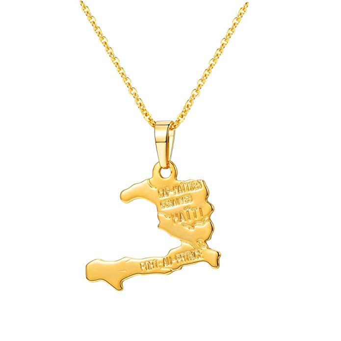 Haiti Map Pendant Necklace  (Upgrade-TF) - ebrook lael