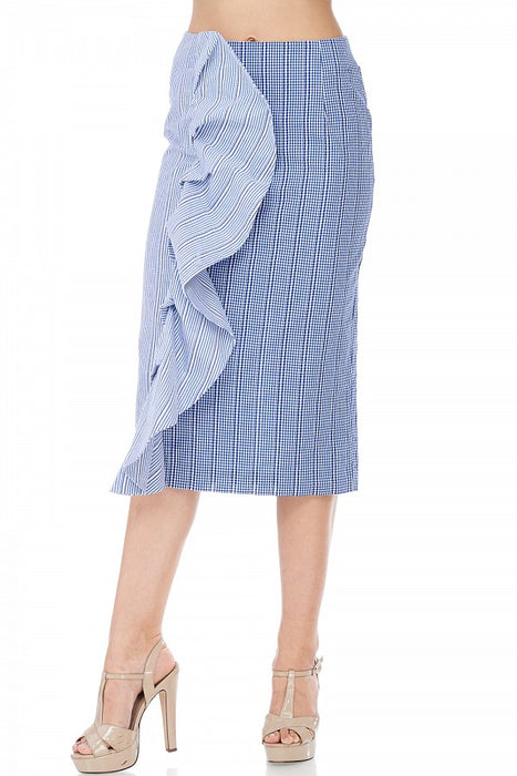 Alexis Pencil blue-hued side flare Skirt - ebrooklael