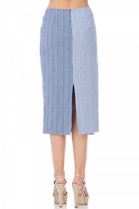 Alexis Pencil blue-hued side flare Skirt - ebrooklael